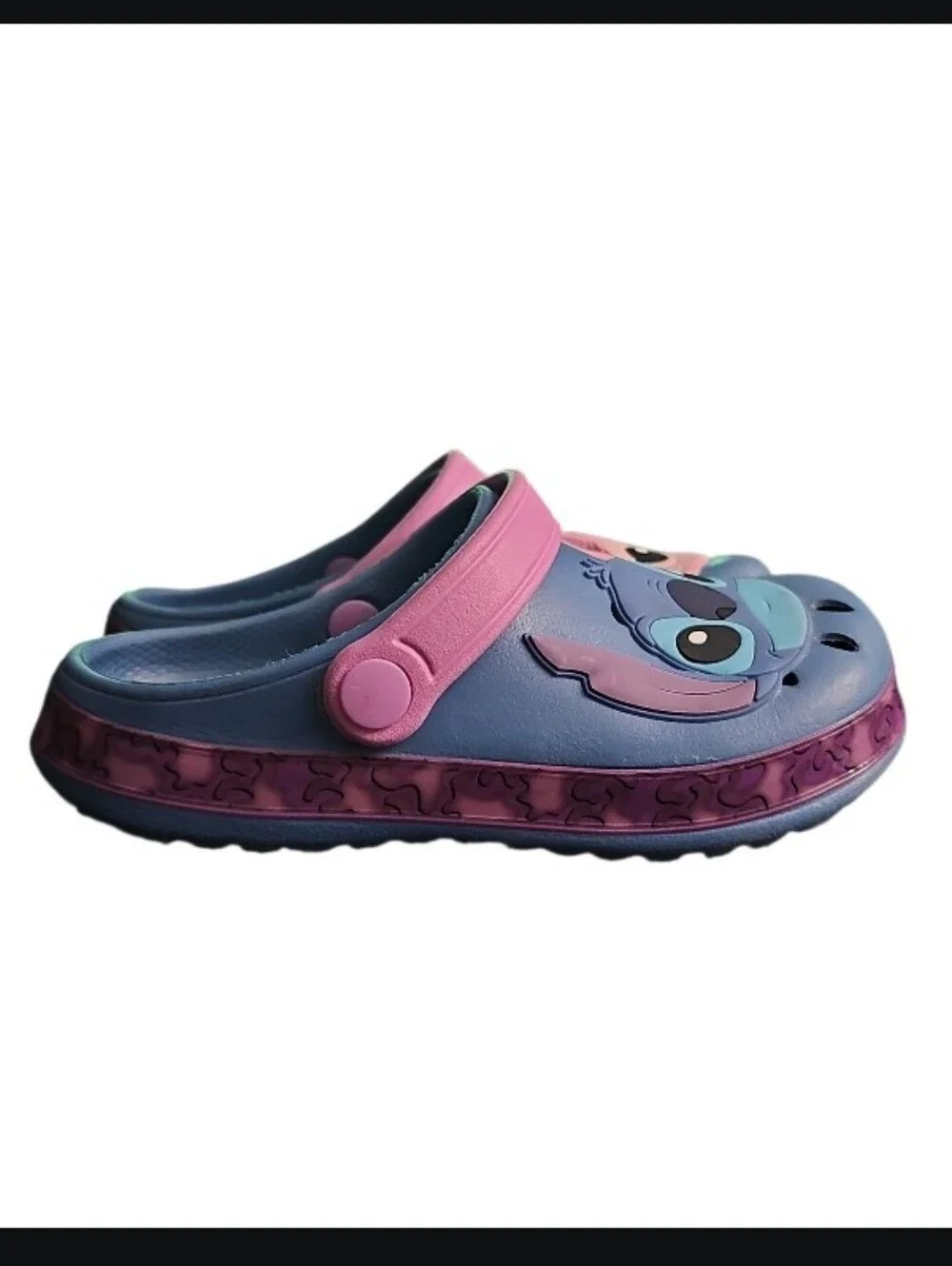 Disney Stitch Angel Clogs Kids 11/12 Blue Pink Slip On Sandals Lilo & Stitch